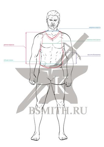 Схема для снятия мерок на кирасы
